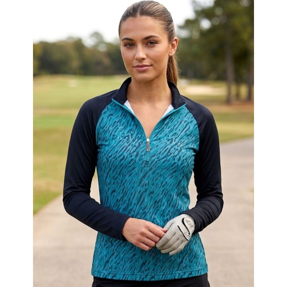 New Greg Norman Long Sleeve Mock Golf Tennis Shirt Women's Size Small
